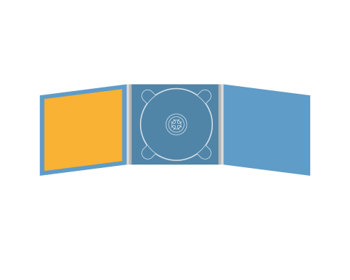 Digipack CD 6 полос 1 трей (в центре) с буклетом (вклеенным) (слева)