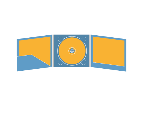 Digipack CD 6 полос 1 трей (в центре) с карманом и вырезом под буклет