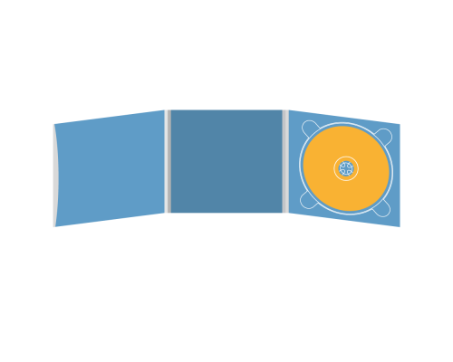 Digipack CD 6 полос 1 трей (справа) с рукавом для буклета (слева)