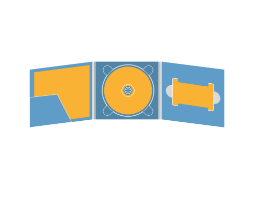 Digipack CD 6 полос 1 трей с карманом для буклета (слева) и вырезом под флешку (справа)