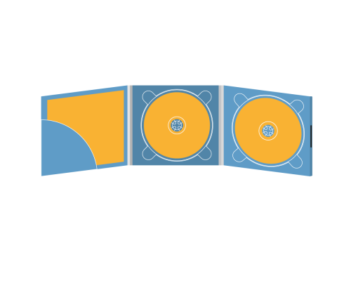 Digipack CD 6 полос 2 трея с карманом для буклета (скругленный) (слева) на магните