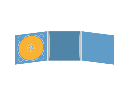 Digipack CD 6 полос 1 трей (слева) с рукавом для буклета (в центре)