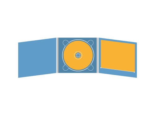 Digipack CD 6 полос 1 трей (в центре) с прорезью для буклета (справа)
