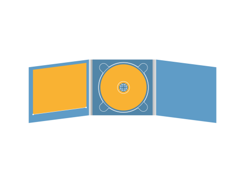 Digipack CD 6 полос 1 трей (в центре) с прорезью для буклета (слева)