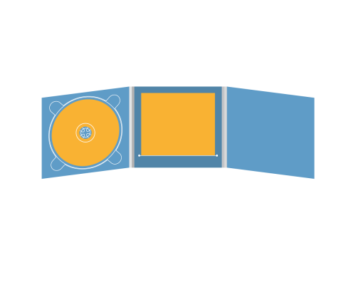 Digipack CD 6 полос 1 трей (слева) с прорезью для буклета (в центре)