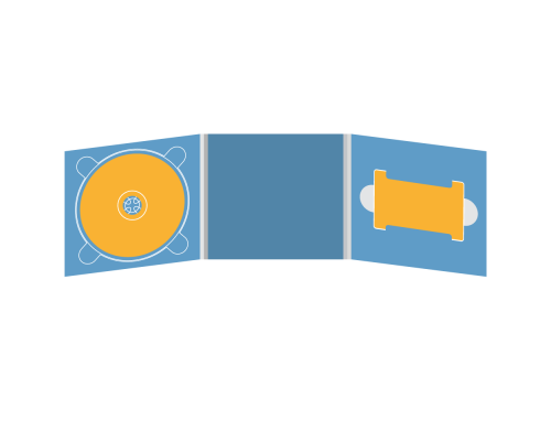 Digipack CD 6 полос 1 трей (слева) с вырезом под флешку (справа)