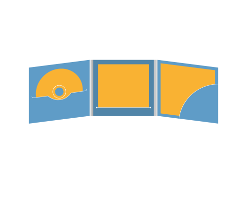 DigiFile CD 6 полос 1 прорезь с карманом для буклета (скругленный, справа) и вырезом под буклет (в центре)