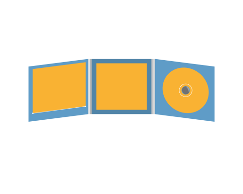 DigiFix CD 6 полос 1 спайдер  с прорезью для буклета (слева) и буклетом (вклеенным) (в центре)