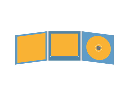 DigiFix CD 6 полос 1 спайдер с прорезью для буклета (в центре) и буклетом (вклеенным) (слева)