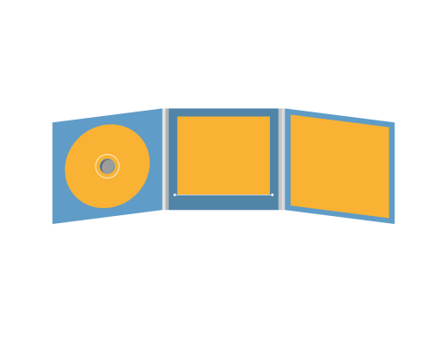 DigiFix CD 6 полос 1 спайдер с прорезью для буклета (в центре) и буклетом (вклеенным) (справа)